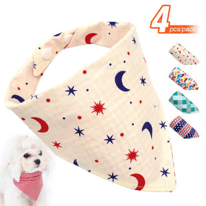 4pcs Chihuahua Dog Accessories Print Dogs Pets Bandana Bib Collar Double Side for Small Medium Dogs Cats Puppy Bull Terrier