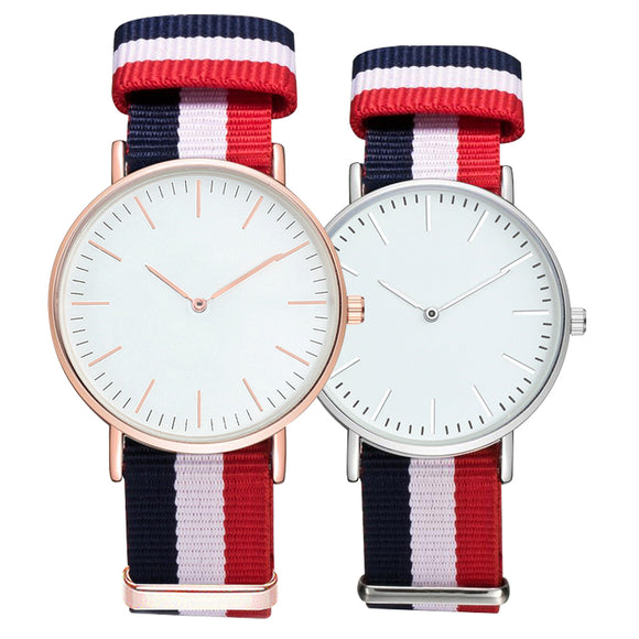 New Simple Canvas Nylon Strap Style Casual Quartz Couple Wrist Watch Men Fashion Luxury Gold Dial Women Dress Watches Relojes