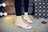 Chinese Wommen Shoes Spring Summer Folk Embroidery Ballet Flats Comfort Pointed Toe Canvas Shoes Woman Old Peking Flat