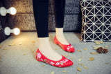 Chinese Wommen Shoes Spring Summer Folk Embroidery Ballet Flats Comfort Pointed Toe Canvas Shoes Woman Old Peking Flat