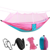 Portable hammock Outdoor Furniture Mosquito net Hammock for Camping hamac travel Sleeping Bed Parachute Fabric Hammock swings