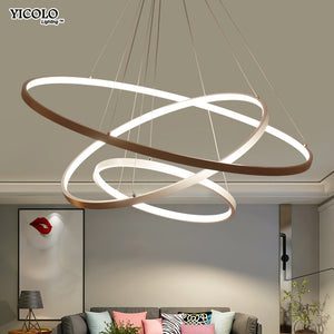 Modern pendant lights for living room foyer room 1/2/3 Circle Rings acrylic aluminum body LED Pendant Lamp fixtures home dero