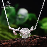 Lotus Fun Moment 925 Sterling Silver Natural Crystal Fashion Jewelry Flower in the Rain Necklace with Pendant for Women Collier