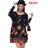 XL-5XL NEW 2018 winter autumn women casual print long sleeve t shirt tops & tees plus size loose fashion cartoon tunic big large