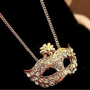 2018 New fashion lady retro style charm fox mask pendant necklace exquisite crystal necklace female wholesale Collier Collares