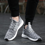 Men Fashion Solid Color Breathable Mesh Cross Tied  Gym Shoes Running Shoes