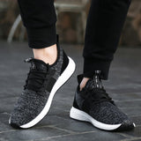 Men Fashion Solid Color Breathable Mesh Cross Tied  Gym Shoes Running Shoes