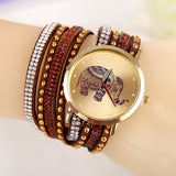 2018 New Luxury Fashion Women Watches Korean Style Elephant pattern Diamond Bracelet Leather Watch Dress Wristwatches Hot sale