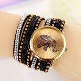 2018 New Luxury Fashion Women Watches Korean Style Elephant pattern Diamond Bracelet Leather Watch Dress Wristwatches Hot sale