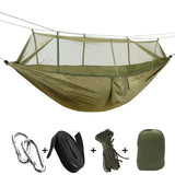 1-2 Person 260*140cm Camping Hammock Outdoor Mosquito Bug Net Portable Parachute Nylon Hammock for Sleeping Travel Hiking