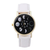 Eclipse Stylish Fashion Women Phase Moon Lunar Watch Change Bracelet Design Clock Leather Quartz Wrist Watch relogio masculino