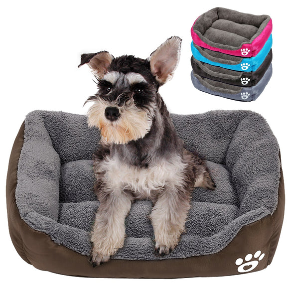 Dog Bed House Warm Paw Print Puppy Mat Waterproof Pet Sofa Soft Fleece Small Dog Beds for Small Medium Dogs Bull Terrier