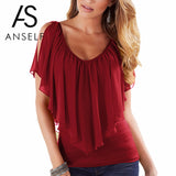 Summer Sexy Plus Size 3XL 4XL 5XL T-Shirt Women Tshirt Oversized T Shirt V Neck Vest Tank Ruffle Tops female Tunic tee shirt HOT