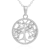 Tree of Life Crystal Round Small Pendant Necklace Gold Silver Colors Bijoux Collier Elegant Women Jewelry Gifts Dropshipping