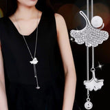 Meyfflin Simulated Pearl Women Statement Necklace Fashion Silver Color Crystal Flower Long Necklaces & Pendants Jewelry Collier