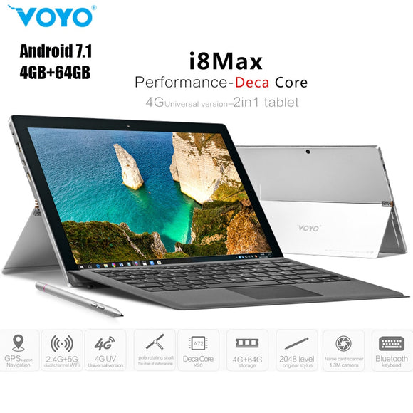 VOYO I8 Max LTE 4G Phablet Android 7.1 4GB+64GB 10.1'' MTK6797 Deca Core 13MP 4G Phone Call Tablet PC OTG Dual-SIM GPS