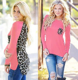 5XL 2019 Plus Size Autumn Winter Women T-Shirt Casual Seamless Patch Leopard Large Size Long Sleeve Warm Top