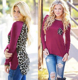 5XL 2019 Plus Size Autumn Winter Women T-Shirt Casual Seamless Patch Leopard Large Size Long Sleeve Warm Top