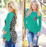 5XL 2019 Plus Size Autumn Winter Women T-Shirt Casual Seamless Patch Leopard Large Size Long Sleeve Warm Top