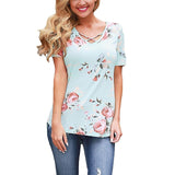 5XL Large Size Spring Summer 2019 Women T-shirt Short Sleeve V-Neck Printed Shirt Plus Size Women Clothing Fashion Sexy Tops