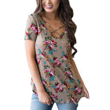 5XL Large Size Spring Summer 2019 Women T-shirt Short Sleeve V-Neck Printed Shirt Plus Size Women Clothing Fashion Sexy Tops