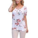 5XL Large Size Spring Summer 2019 Women T-shirt Short Sleeve V-Neck Printed Shirt Plus Size Women Clothing Fashion Sexy Tops