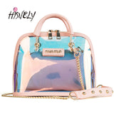 2019 HOT Sale Women Transparent Bag Clear PVC Jelly Small Shell Bag Handbag Laser Holographic Shoulder Bags Female Lady Sac