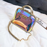 2019 HOT Sale Women Transparent Bag Clear PVC Jelly Small Shell Bag Handbag Laser Holographic Shoulder Bags Female Lady Sac