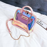 2019 HOT Sale Women Transparent Bag Clear PVC Jelly Small Shell Bag Handbag Laser Holographic Shoulder Bags Female Lady Sac