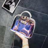 2019 HOT Sale Women Transparent Bag Clear PVC Jelly Small Shell Bag Handbag Laser Holographic Shoulder Bags Female Lady Sac