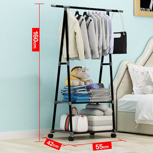 Creative Multi-functional Clothes Rack Simple Coat Rack Movable Hanger Home Bedroom Floor Standing Clothes Hanger JC008