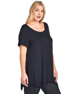 Plus Size Women's Curvy Casual T-Shirt MADE IN USA 1X,2X,3X.BLACK.1X