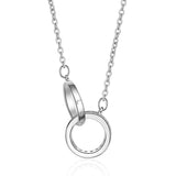 Fashion Rose gold 925 sterling silver Double circle necklace pendant crystal necklace for women silver jewelry 2019 kolye