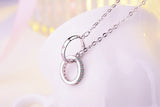 Fashion Rose gold 925 sterling silver Double circle necklace pendant crystal necklace for women silver jewelry 2019 kolye