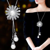 BYSPT Collier Femme Long Gray Crystal Necklaces & Pendants for Women Round Statement Necklace Maxi Colar Chain Fashion Jewelry