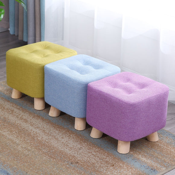 Fashion home sofa square stool cloth art living room tea table mound wooden creative small foot stools saddle kids stool bench