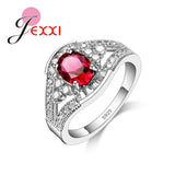 JEXXI New Delicate Hollow Design With Colorful AAA Shiny CZ Rhinestone Wommen Rings S90 Silver Jewelry Girls Accesories