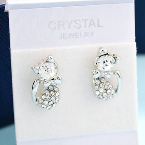 Promotional Price!crystal Earrings for Wommen,fashion Alloy Jewelry,Austria Exquisite Stud Earring,cute Cat Ear Femma,party Acce