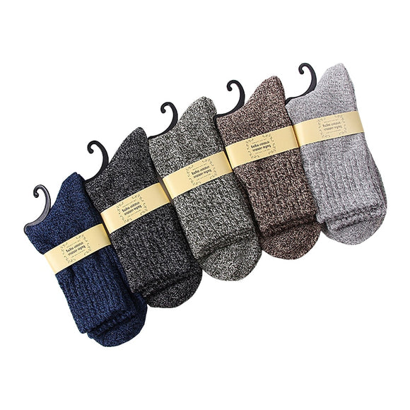 New 5 Pair/Lot Men's Wool Socks Stripe Casual Calcetines Hombre Thick Cotton Socks Winter Warm Socks Male High Quality