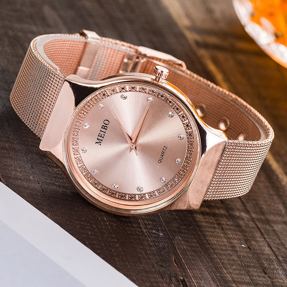 New Luxury European Style Women Watch Stainless Steel Mesh Ladies Quartz Watches Casual Dress Female Wristwatches Reloj Mujer