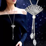 BYSPT Collier Femme Long Gray Crystal Necklaces & Pendants for Women Round Statement Necklace Maxi Colar Chain Fashion Jewelry