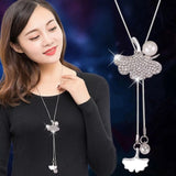 BYSPT Collier Femme Long Gray Crystal Necklaces & Pendants for Women Round Statement Necklace Maxi Colar Chain Fashion Jewelry