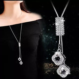 BYSPT Collier Femme Long Gray Crystal Necklaces & Pendants for Women Round Statement Necklace Maxi Colar Chain Fashion Jewelry