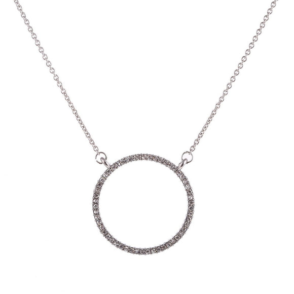 New Fashion Simple Silver Chain Small Round Circle Pendant Necklace Women Crystal Necklaces Collier Femme Jewelry Corrente