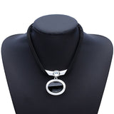 Simple Elegant Black Clavicle Necklace Sweater Chain Large Crystal Pendant Choker Necklaces Women Collares Grandes Gros Collier