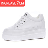 Yiluan Genuine Leather Women's White Shoes Platform Sneakers 2019 Spring autumn Fashion Women Black Increase Casual Shoes Woman