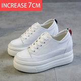 Yiluan Genuine Leather Women's White Shoes Platform Sneakers 2019 Spring autumn Fashion Women Black Increase Casual Shoes Woman