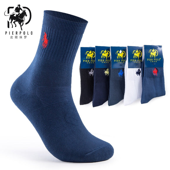 High Quality Fashion 5 Pairs/lot Brand PIER POLO Casual Cotton Socks Business Embroidery Men's Socks Manufacturer Wholesale