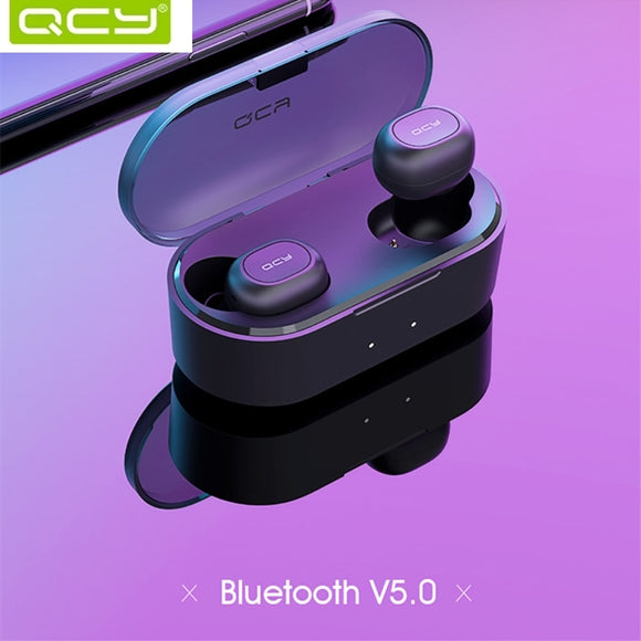 QCY T2C new 2019 TWS 5.0 Bluetooth headphone 3D stereo wireless earphone with dual microphone Headset and charging box T1S