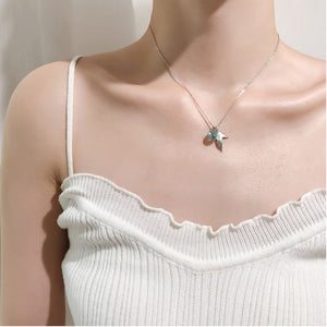 New Classic 925 Sterling Silver Crystal Pendant Necklace Mermaid Foam Design Clavicle Simple Necklace Jewelry 2019 Kolye